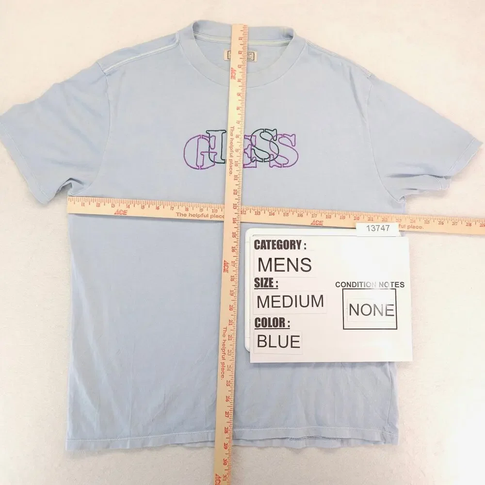 Guess Casual Graphic Short Sleeve Crew Neck T Shirt Mens Size Medium M Blue - Picture 5 of 10